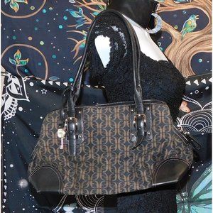 Fossil Black And Brown Monogram Shoulder Bag